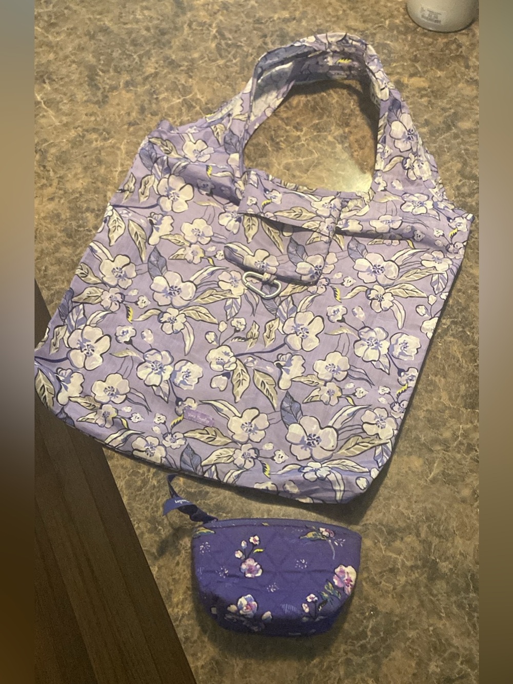 Vera Bradley Lavender Floral Tote with Matching Pouch